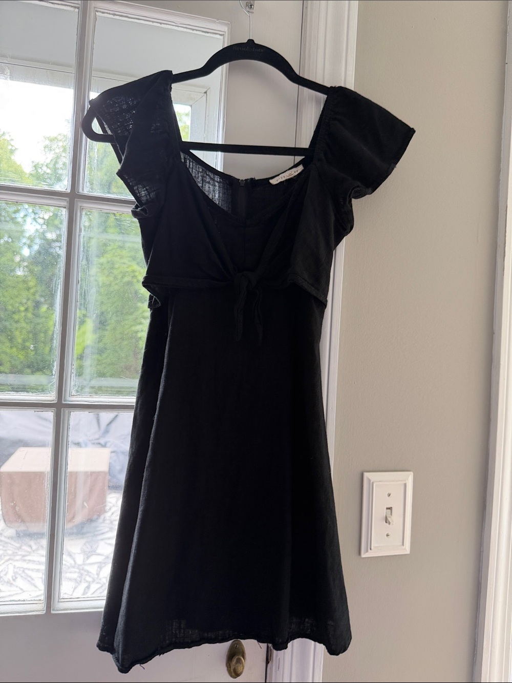 Copper Key Black Flutter Sleeve Mini Dress